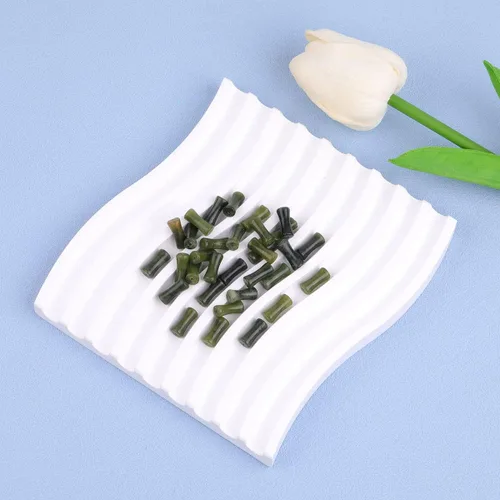 Miniatura 9 de JOE FOREMAN 30 cuentas naturales de jade verde oscuro de 0.197 x 0.472 in, cuentas de hueso de nudo de bambú para hacer joyas, energía energía Jade