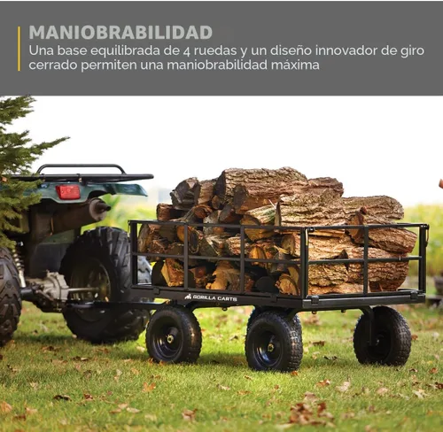 Miniatura 5 de Carro utilitario Gorilla Carts resistente de acero con lados desmontables y neumáticos de 13 pulgadas con capacidad de 1200 lb, Negro