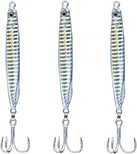 Miniatura 15 de Saltwater Fishing Lures Fishing Jigs Fishing Spoons for Striped bass, Pompano, Spanish Mackerel ，Bluefish Plata (3 piezas)