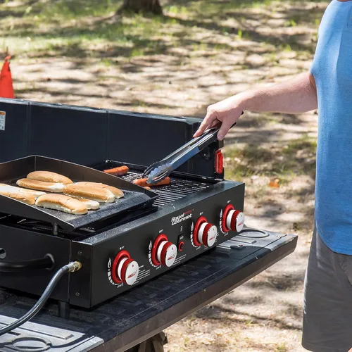 Miniatura 10 de Royal Gourmet GD4002T Combo de Parrilla y Plancha Tailgater de 4 Quemadores, Parrilla Portátil de Gas Propano de Superficie Plana con Salida