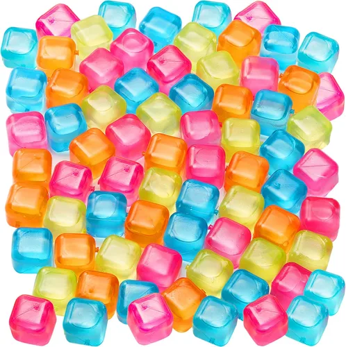 60 cubos de hielo reutilizables – Plástico colorido, cubos cuadrados sin diluir para bebidas y cócteles – Lavables, congelados rápidos, sin BPA,