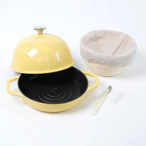 Miniatura 11 de HAWOK Cloche de pan de hierro fundido, diámetro.7.8 pulgadas/20cm, 0.95 cuartos de galón, molde para hornear masa madre pre-sazonado negro