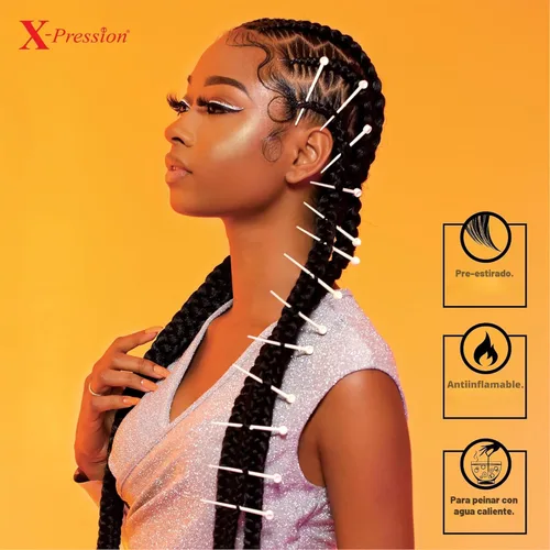 Miniatura 6 de Sensationnel X-Pression - Trenzas prestiradas, 3 unidades, 58 pulgadas, paquete de 1 unidad, 1B