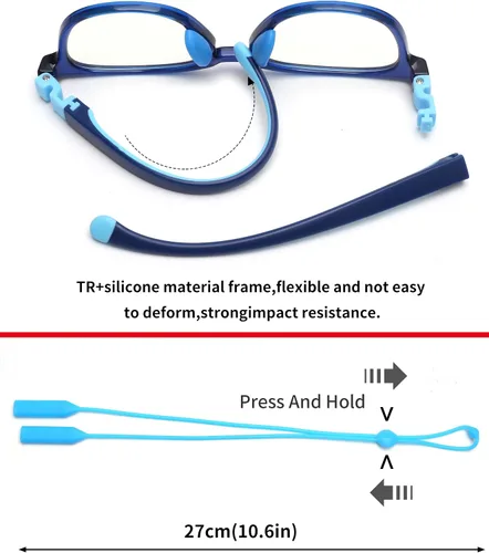 Miniatura 4 de JM Lentes de luz azul para niños, hierbas para juegos de computadora para niñas y niños de 3 a 10 años, lentes anti Blue Ray TR90