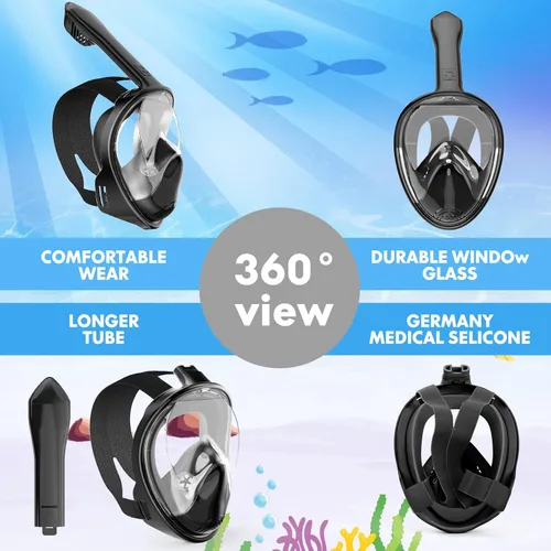 Miniatura 5 de Kids Snorkel Mask Full Face, Snorkeling Gear for Kids with Camera Mount, 180 Degree Panoramic View Snorkeling Set Anti-Fog Anti-Leak