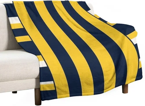 Miniatura 33 de Manta de rayas náuticas amarillas y azul marino, moderna, ultrasuave, manta de microfibra para sofá, cama para niños y adultos, 30 x 40 pulgadas