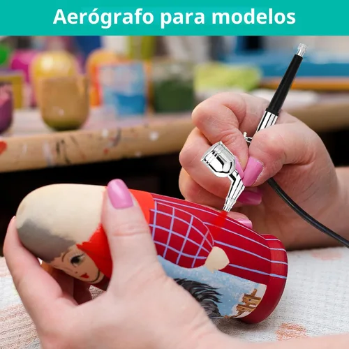 Miniatura 4 de Kit de Aerógrafo Gocheer con Compresor de Aire, 40 48 PSI de Alta Presión, Pincel de Aire sin Obstrucciones con Boquilla de 0.2/0.3/0.5mm