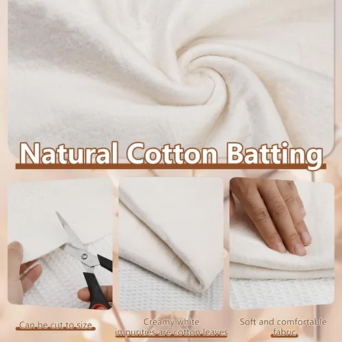 Miniatura 6 de Guata de Algodón Natural, Guata de Algodón para Acolchado, 47 x 59 Pulgadas Guata de Algodón Natural para Colchas, Peso Ligero Puramente Natural