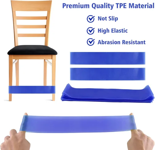 Miniatura 3 de PLULON Paquete de 15 bandas para sillas para niños con pies inquietos, bandas elásticas para pies, bandas para ansiedad, asientos flexibles para Azul