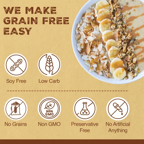 Miniatura 4 de Paleonola – Granola sin Granos Sabor Piña Colada – Sin OMG, Sin Granos, Sin Soja, Sin Gluten, Sin Lácteos – Snack Proteico Bajo en Carbohidratos