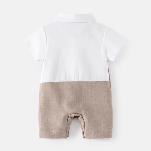 Miniatura 7 de Body de manga corta para bebé, niño, caballero, camisa blanca, chaleco, corbatín, esmoquin, overol de overol