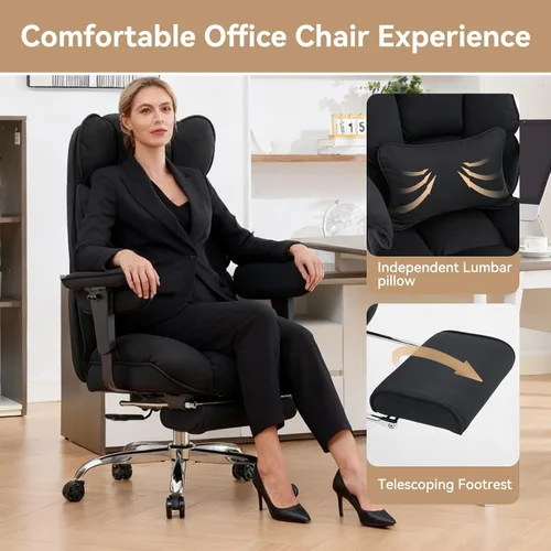 Miniatura 5 de Efomao Silla de oficina grande y alta con reposapiés, silla ejecutiva de malla transpirable, silla de escritorio de computadora resistente