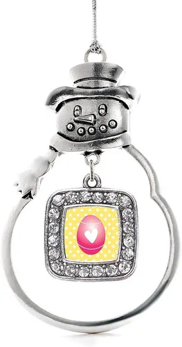 Miniatura 184 de Inspired Silver - Adorno de rodillo de reina - Adorno cuadrado de plata con muñeco de nieve con joyas de circonita cúbica
