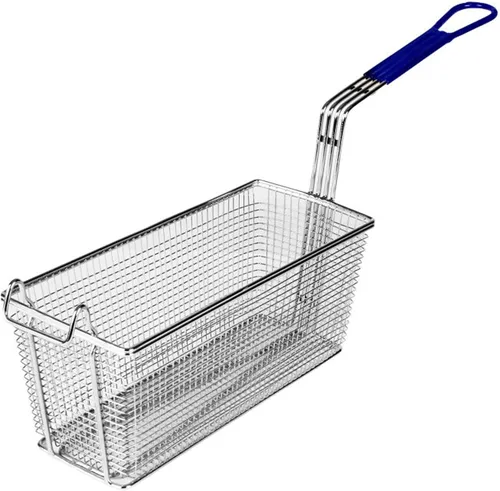 Miniatura 8 de TrueCraftware -Cesta rectangular de 12-1/8 x 6-1/4 x 5-1/4 pulgadas con gancho, hierro chapado en níquel resistente con mango recubierto de naranja