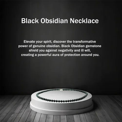 Miniatura 4 de Collar de cristal de obsidiana negra hecho a mano, collar de cuentas de piedras preciosas naturales auténticas, curación, protección, talismán mala