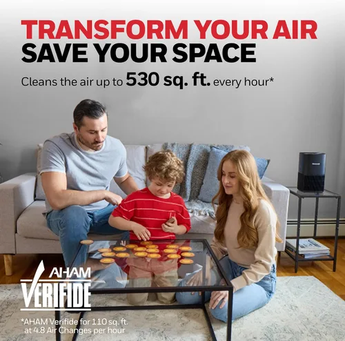 Miniatura 9 de Honeywell Allergen Plus HPA125B - Purificadores de aire HEPA compactos para habitación pequeña, cobertura de hasta 530 pies cuadrados, filtro 3
