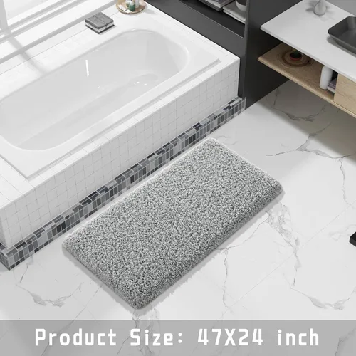 Miniatura 82 de Yimobra Alfombra de baño de felpa esponjosa, súper lanuda suave, cómoda, antideslizante, absorbente de agua, alfombra de baño de microfibra que se