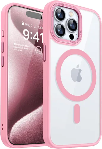 Miniatura 22 de CANSHN Funda magnética para iPhone 15 [compatible con MagSafe y probada contra caídas de grado MIL], funda delgada translúcida mate, antiarañazos, a