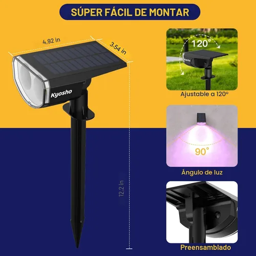 Miniatura 6 de Kyosho - Focos solares de color para exteriores, 9 modos de iluminación, luces de Halloween y Navidad, 38 LEDs, cambio de color, impermeables, RGBW