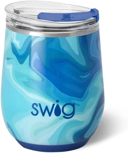 Miniatura 34 de Swig Life Vaso de vino de 12 onzas con tapa, acero inoxidable, apto para lavavajillas, portátil, triple aislamiento (todos los americanos)