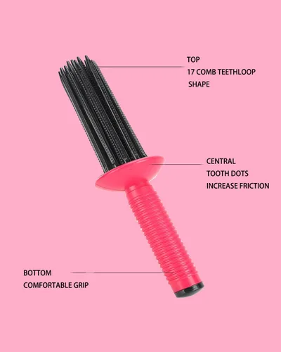 Miniatura 2 de Peine para rizar el cabello, rizador de pelo, rizador de pelo, herramienta de rodillo de maquillaje, peine portátil, antideslizante, cepillo redondo