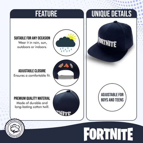 Miniatura 2 de FORTNITE Gorra de béisbol para niños, sombrero de calidad para niños y gorra ajustada, gorra de béisbol de ala plana con diseño elegante
