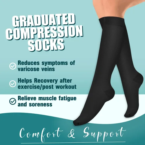 Miniatura 42 de Laite Hebe 4 pares de calcetines de compresión para mujeres y hombres, el mejor apoyo para enfermeras, correr, atletismo
