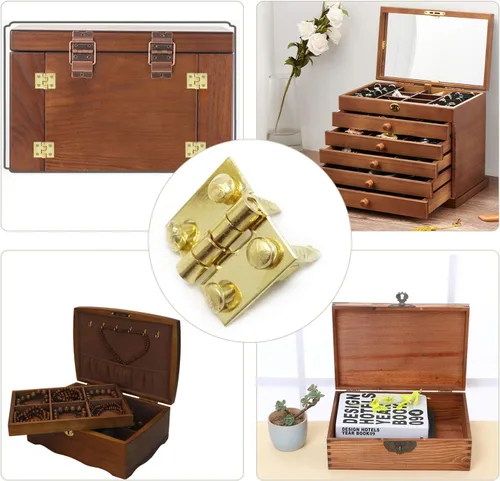 Miniatura 5 de Honbay Bisagras de casa de muñecas en miniatura, joyero, accesorios de hardware pequeño con 200 tornillos (dorado)