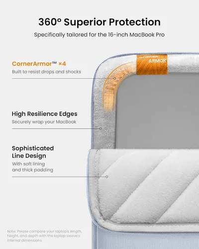 Miniatura 4 de tomtoc Funda protectora giratoria de 360° para portátil de 16 pulgadas para MacBook Pro M4/M3/M2/M1 Pro/Max A3403 A3186 A2991 A2780 A2485 A2141 Azul
