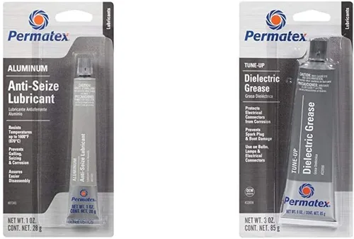 Permatex 81343 Lubricante antiagarrotamiento, tubo de 1 onza + grasa de ajuste dieléctrico 22058, tubo de 3 onzas