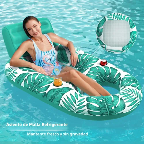Miniatura 4 de Jasonwell Flotador Inflable para Piscina para Adultos - Flotadores de Piscina Tumbona Flotadores Balsa Silla Flotante para Piscina de Lago