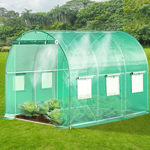 KANAGAWA Invernadero tipo túnel transitable de 10 x 7 x 7 pies con sistema de riego, resistente, portátil, protege las plantas de jardinería, 1