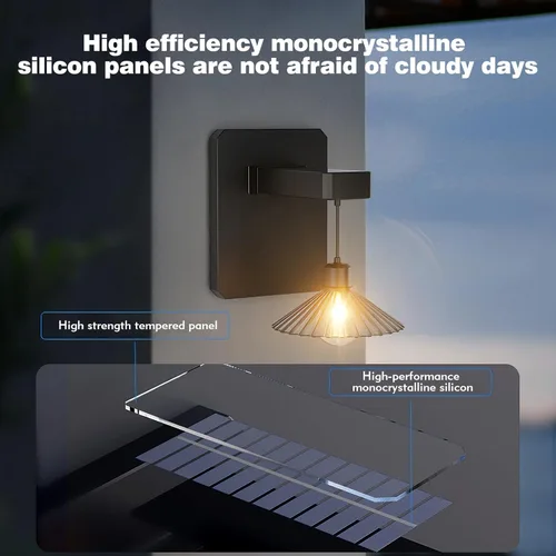 Miniatura 5 de Lámpara de pared solar para exteriores con bombilla de montaje en pared del atardecer al amanecer, antioxidante, impermeable, linterna colgante