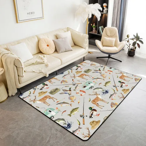 Miniatura 15 de Erosebridal American Flag Area Rugs 3x5 for Bedside Kitchen Army Green Camo Washable Rug Bear Claw Hunting Theme Decorative Accent Rug Camoflage