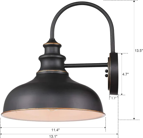 Miniatura 6 de zeyu Lámpara de granero de granja, aplique de pared, paquete de 2 en acabado negro, 02A390-2 ROB
