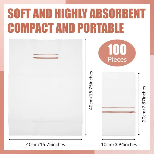 Miniatura 2 de Roshtia Paquete de 100 servilletas desechables de lino con bolsillo integrado para cubiertos con ribete dorado, papel preplegado para bodas