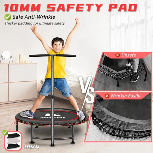 Miniatura 3 de K KENSONE Trampolín rebotador de bajo impacto de 40/48 pulgadas para adultos con bungee, 450/550 libras, mini trampolín de ejercicio silencioso