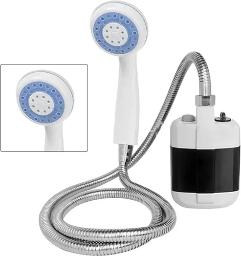 Dpofirs Ducha portátil al aire libre, ducha eléctrica de ahorro de agua, bomba de ducha a batería para senderismo, mochilero, camping, viajes,