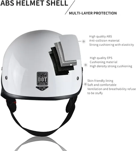 Miniatura 4 de Casco medio de motocicleta con visera para motocicleta para hombres y mujeres, casco para adultos, patinetas, vehículos todo terreno, cruceros