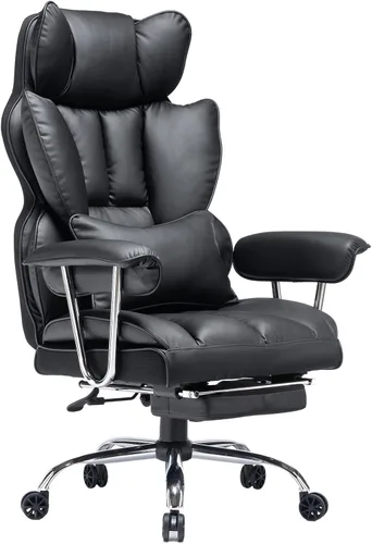 Miniatura 17 de Efomao Silla de oficina ejecutiva, silla de computadora acolchada suave con reposapiés, sillas de escritorio de tela para oficina en casa, sillas