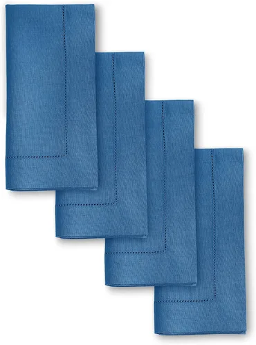 Miniatura 78 de Solino Home Juego de 4 manteles individuales de lino – Manteles individuales clásicos con vainica azul cielo de 14 x 19 pulgadas – manteles 09: Azul