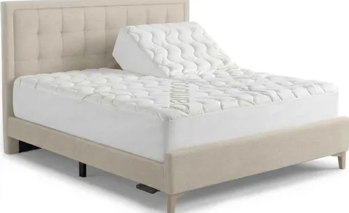 Top Split King (Flex Head) - Protector de colchón de rayón impermeable de jacquard de bambú para camas King divididas