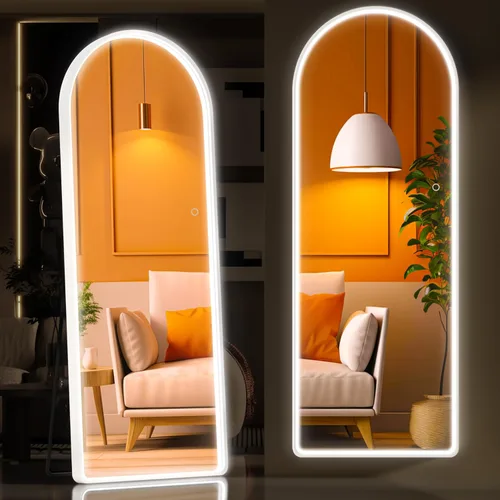 Miniatura 14 de Hasipu Espejo de Cuerpo Completo de 55" X 18" con Luces, Espejo LED de Cuerpo Completo con Marco Blanco en Arco y 3 Temperaturas de Color y Brillo