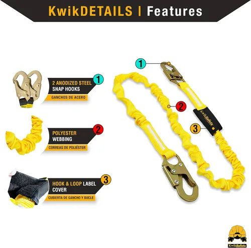Miniatura 4 de KwikSafety - Charlotte, NC - GATOR [BUNDLE] Anclaje de techo, 50 pies VLA, cordón de seguridad de 6 pies, correa de brazo cruzado, arnés de Ancla