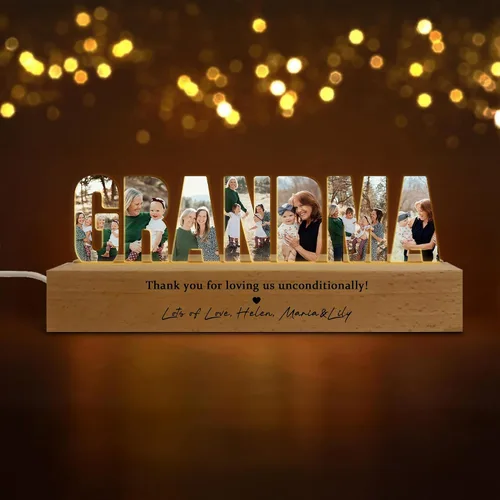 Miniatura 16 de Luz nocturna LED personalizada con collage de fotos, foto personalizada con cualquier cita y nombre, Navidad, amistad, regalos de cumpleaños