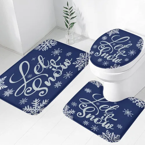 Miniatura 24 de Tapete de baño de 3 piezas de otoño con diseño de calabaza, color azul y verde, hojas de arce, cosecha, decoración de Acción de Gracias, juego
