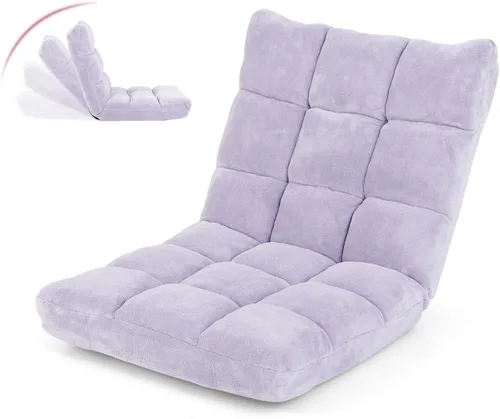 Miniatura 10 de GOFLAME Sofá de suelo plegable de 14 posiciones, sofá ajustable para juegos, silla acolchada, cama plegable para dormir para sala de estar, Negro