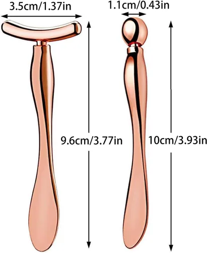Miniatura 3 de 2 piezas de aplicador de crema para ojos de metal, rodillo facial masajeador, varita de masaje para ojos, mujeres y niñas, masajeador facial