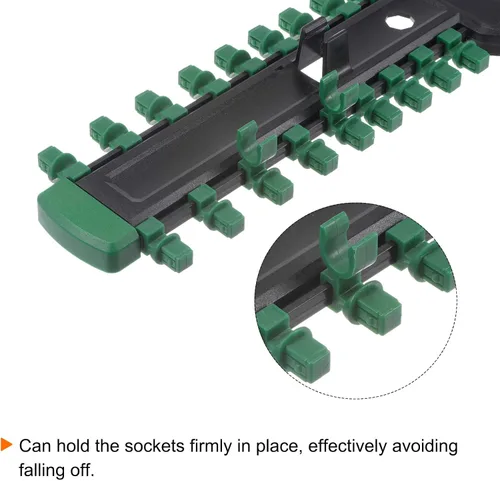 Miniatura 4 de HARFINGTON Organizador de enchufes de 3/8 pulgadas x 20 clips de plástico ABS portátil de plástico ABS soporte de riel de clip, verde