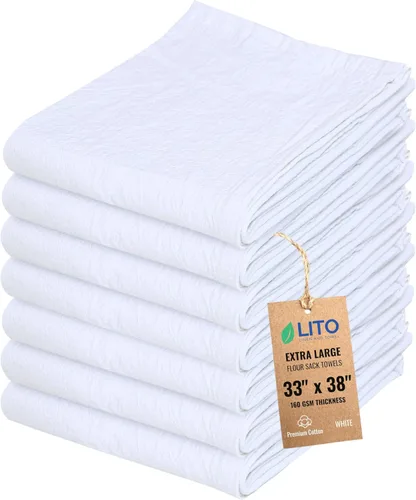 Toallas de saco de harina | Toalla de té para manualidades | Paños de cocina | Toalla de algodón en blanco para bordado | Cubierta de lino para